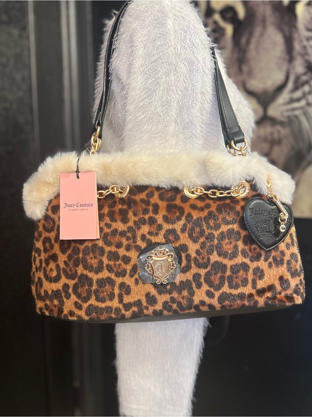 Juicy Couture Glamour Gang leopard-print satchel bag-NWT